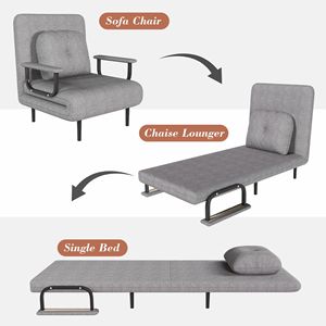 Divano Letto Convertibile 5-in-1 Pieghevole con Schienale Regolabile in 5 Posizioni e Cuscino, Salvaspazio per Soggiorno - Product Image 5