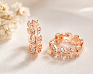 925 Sterling Silver <b>Leaf</b> Stud Earrings with Rose Gold Plating Women's <b>Jewelry</b> Earrings Minimalist Fashion <b>Jewelry</b> for Women - Product Image 3