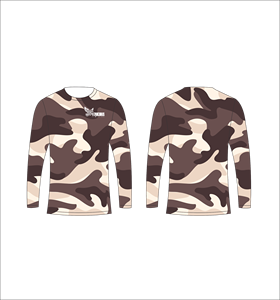 T-shirt à manches longues personnalisé marron beige à motifs, anti-humidité, haute performance, pour entraînement sportif et fitness - Product Image 1