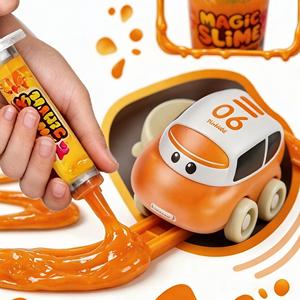 Coche de juguete Slime Track con pistola de jalea, vehículo de pista naranja, coche sensorial de gateo, juguete antiestrés para niños - Product Image 3