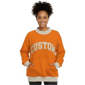 Sudadera personalizada al por mayor con cuello simulado para universidad, con apliques de letras universitarias bordadas, para gimnasio, deportes, vida grecia, club, tipo jersey. - Product Image 5