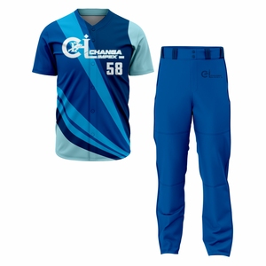 Uniforme de baseball personnalisé OEM, logo d'équipe personnalisé, nom, 100% polyester respirant, séchage rapide, manches courtes, poches, unisexe, adulte - Product Image 1