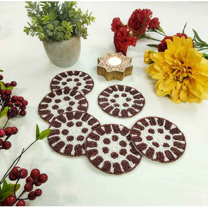 Handmade Beaded Glass Drink Coasters <b>Scratch</b> Resistant Luxury Table Accessory for Cocktail Parties - Product Image 3