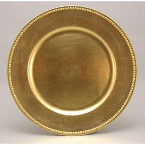 Plato de metal con acabado en cobre, diseño de borde con cuentas, platos y vajilla redondos, platos de metal reutilizables de calidad alimentaria para eventos. - Product Image 2