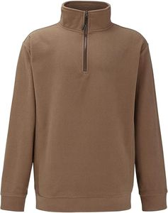 Sweat-shirt d'hiver pour homme, coupe ajustée, col montant, fermeture éclair quart de tour, 100% coton molletonné, imperméable - Product Image 2