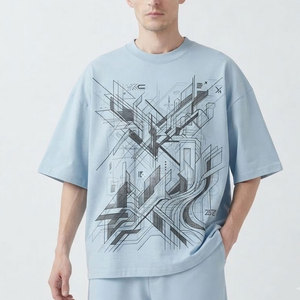 เสื้อยืดโอเวอร์ไซส์คลาสสิกสำหรับผู้ชาย ผ้าฝ้ายผสมเนื้อนุ่ม ทรงหลวม สไตล์แฟชั่นทันสมัย เหมาะสำหรับใส่ลำลองและสตรีทแวร์ - Product Image 3