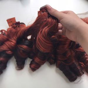 Prix de gros 100% brut vierge vietnamien humain dentelle perruque trame rebond Curl Piano couleur Orange Super Double Drawn Extensions de cheveux - Product Image 3