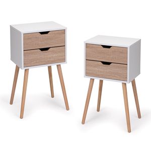 Solid Wood Nightstand with 2 Drawers Bedside <b>Tables</b> for Bedroom <b>Storage</b> End & <b>Side</b> <b>Table</b> Furniture - Product Image 1