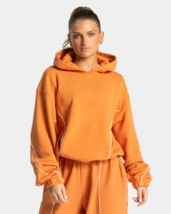 Conjunto Deportivo de 2 Piezas para Mujer, Color Naranja Calabaza, Talla Grande, Lavado Ácido, Estampado, Puños Elásticos, Forro de Tela, Calidad Premium - Product Image 3