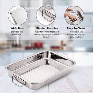 Bandeja para Hornear Portátil de Acero Inoxidable, Resistente, con Asa, Apta para Lavavajillas, para Hornear Pasteles, Lasaña y Galletas, Estilo Vintage - Product Image 4