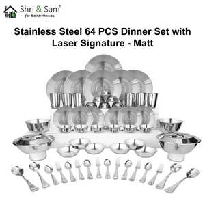 ชุดอาหารเย็นสแตนเลสสตีลเคลือบด้าน64ชิ้นสำหรับ6คนพร้อมลายเซ็นเลเซอร์ - Product Image 6