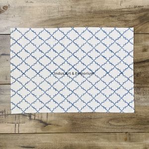 Classic Handmade Cotton Place Mat with Palm Tree Print Geometric Border Machine Washable for Home Use - Product Image 5