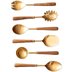Serveur à salade décoratif en métal à l'arrivée cuillère à salade faite à la main et fourchette manche en bois unique cuisine à domicile par RF Crafts - Product Image 1