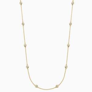 Collar de diamantes cultivados en laboratorio con bisel, oro blanco de 14K, chapado en rodio, certificado IGI, elegante cadena para superposición, minimalista nupcial - Product Image 3