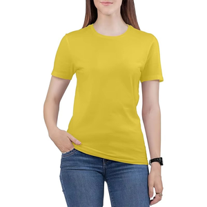 Top Quality Women's Crew Neck Short Sleeve T-<b>Shirt</b> Slim Fit Casual Solid Color Jersey Knit Breathable Spring Summer Wear - Product Image 1