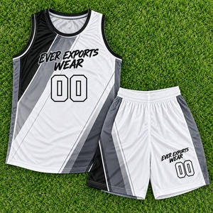 Ensemble de maillots de basket-ball modernes blancs et gris, blocs de couleur diagonaux, trois tons, uniformes d'entraînement légers - Product Image 3