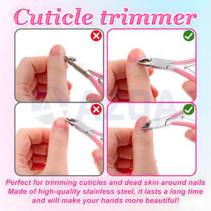 Cortacutículas Profesional de Acero Inoxidable con Mango Rosa para el Cuidado de las Uñas, Herramienta de Manicura para Recortar Cutículas con Precisión - Product Image 3