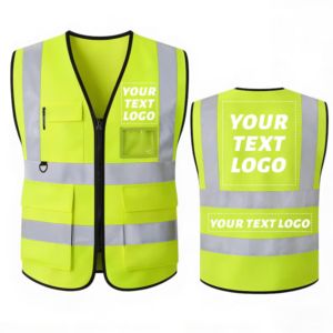 Gilet de sécurité haute visibilité personnalisé avec logo, multi-poches, réfléchissant, pour le travail, la construction, la sécurité, avec poche pour carte d'identité - Product Image 4