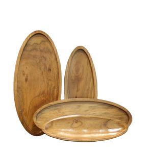 Bestseller Elegant Handcrafted Natural Oval Wood Serving Tray Modern Design Enamel Finish for Dining Wedding Diwali <b>Decor</b> - Product Image 1