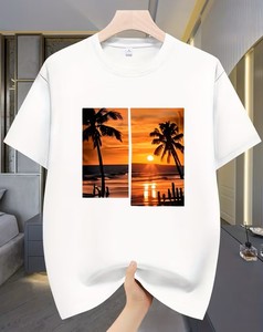 เสื้อยืดแขนสั้นผู้ชายลายการ์ตูนสำหรับฤดูร้อน ผลิตจากผ้าฝ้าย 100% เป็นมิตรกับสิ่งแวดล้อม เสื้อยืดคอกลมลำลองสำหรับวันหยุดพักผ่อนกลางแจ้ง ทรงปกติ - Product Image 5