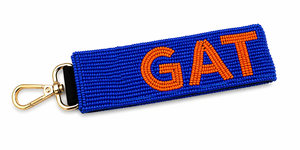 New Classic Custom Game Day Beaded Keychain Team Sports Colors Adjustable Key Holder & <b>Bag</b> <b>Charm</b> Gold - Product Image 1