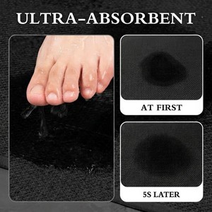 Modern Black Rectangle Bath <b>Mats</b> <b>Set</b> of 2 Non-Slip Woven Polypropylene Floor Rugs for Home <b>Bathroom</b> Use - Product Image 5