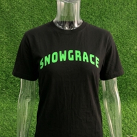 T-shirt noir à manches courtes pour homme Snowgrace, coupe classique, col rond, jersey de coton, streetwear décontracté, imprimé avec un logo sur le devant