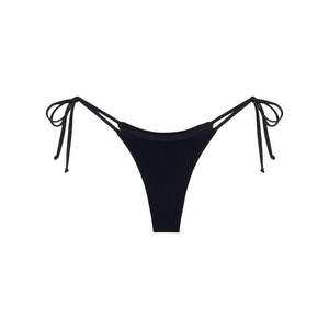 Conjunto de Bikini de Dos Piezas para Mujer, Top Halter Acanalado con Lazos Ajustables en la Espalda, Color Negro Sólido, Spandex/Poliéster - Product Image 2
