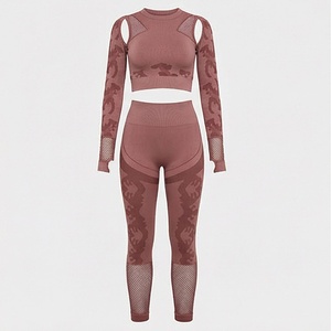 Ensemble de yoga et de fitness deux pièces taille haute pour femmes, personnalisable avec logo, respirant et imprimé par sublimation OEM, nouvelle tenue de sport - Product Image 1
