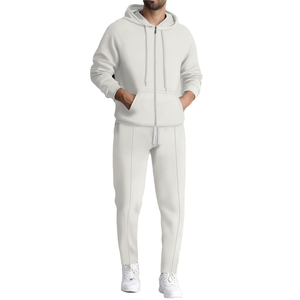 2025 nuevo otoño patrón sólido algodón orgánico Sudadera con capucha chándal transpirable Jogging sudadera y pantalón de chándal para la temporada - Product Image 2