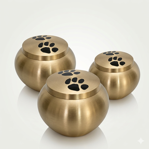 Brass Pet <b>Urn</b> for Dog <b>Cat</b> Ashes Mini Keepsake Cremation <b>Urns</b> Metal Memorial Ash Holder with Paw Prints Funeral Jar - Product Image 1