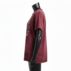 T-shirt femme délavé à l'acide en coton jersey premium GSM, toucher doux, impression strass thermocollée, logo personnalisé - Product Image 3