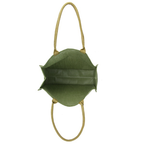 Bolsa de Yute Grande a Rayas Verde Oliva con Asa de Cuerda para Compras, Procedente de la India - Product Image 2
