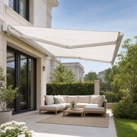 Auvent rétractable imperméable pour balcon, terrasse extérieure, véranda, auvent de maison, auvent motorisé en métal, toile beige en HDPE
