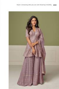 Fabricante de trajes Salwar de Georgette auténtico de primera calidad, elegantes y a la moda, con bordados y trabajo manual, para fiestas, de Surat. - Product Image 6