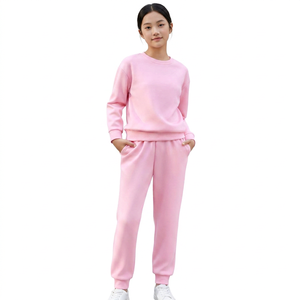 Survêtement rose pour homme en Spandex/Polyester écologique, col rond, manches longues, couleur unie, coupe classique, décontracté, pour l'hiver - Product Image 2