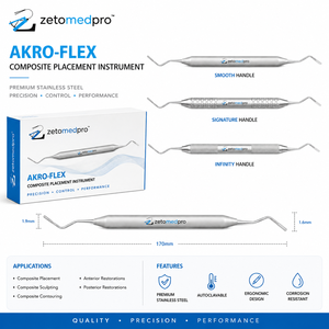 Instrument de placement de composite dentaire Akro-Flex de qualité supérieure, instrument de restauration en acier inoxydable, OEM Zetomed Pro - Product Image 3