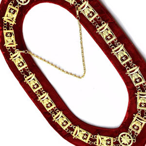 Collar Masónico Shriners con Cadena de Metal Dorado, Forro de Terciopelo Rojo, Tela de Alta Calidad con Cadena Personalizada - Product Image 4