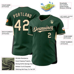Camiseta de Béisbol Verde de Lujo, Malla Transpirable, Ropa Deportiva, Logotipo del Equipo Personalizado, Nombre y Número, Manga Corta, Cuello en V - Product Image 3