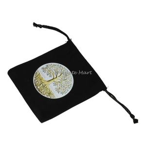Pochette en coton avec cordon de serrage sac en velours cadeau en toile de jute personnalisé écologique géométrie jaune Metatron Cube sac en coton noir - Product Image 5