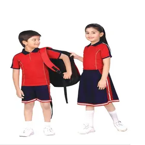 Conjunto de uniformes infantis para escola primária com logotipo personalizado por atacado com certificação SGS e ISO