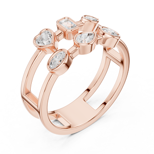 Luxury Multi Shape Open <b>Band</b> <b>Ring</b> for Women Rose Gold Plated Geometric Statement <b>Ring</b> Heart Pear <b>Emerald</b> Oval Crystal Fashion - Product Image 3