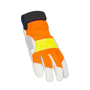 Guantes de Trabajo de Seguridad para Mecánicos, de Piel de Cabra Resistente, con Banda Reflectante y Palma Acolchada, Cierre de Muñeca Ajustable - Product Image 3