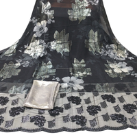Robe élégante en tissu chiffon somalien Fransawi gris pour filles - Jacquard tissé léger à motif floral en coton-polyester