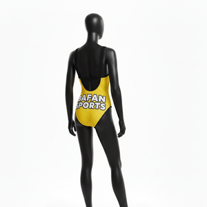 Traje de Baño Personalizado para Mujer, Tela de Poliéster y Spandex GSM, Paneles Laterales de Malla Amarilla y Negra, Diseño de Logotipo Termotransferible - Product Image 5