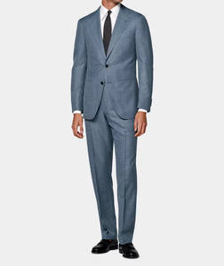 Costume d'affaires pour homme, coupe ajustée, élégant, bleu clair, vêtements de cérémonie pour homme, OEM personnalisé, costume bleu clair haut de gamme - Product Image 4