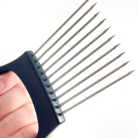 Roestvrijstalen uienhouder, multifunctionele voedselgrijper voor het snijden van uien, vlees en meer |   Antislip handvat van zwart ABS, geschikt voor levensmiddelen