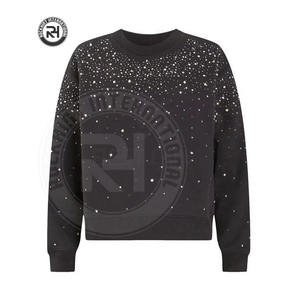 Sweat-shirt en molleton de coton vierge avec strass 320-340 GSM pour conception personnalisée en cristal, fabricant OEM sous marque privée - Product Image 1