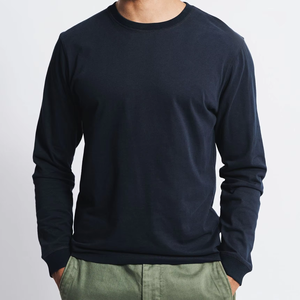 Camiseta de Manga Larga con Cuello Redondo para Hombre, de Alta Calidad, Ajustada, Transpirable, de Algodón Jersey, Reflectante, Informal, Deportiva, 260 g/m² - Product Image 4