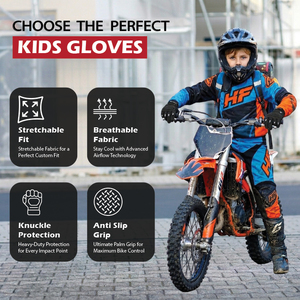 Gants de moto pour enfants, protection complète des doigts, respirants, antidérapants, pour le cyclisme et la course - Product Image 5
